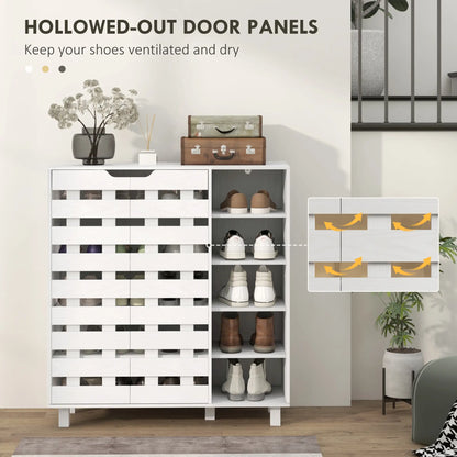 21 Pair Shoe Cabinet, 5-Tier Double Door Cupboard, White Shoe Storage Cabinets & Racks at Gallery Canada