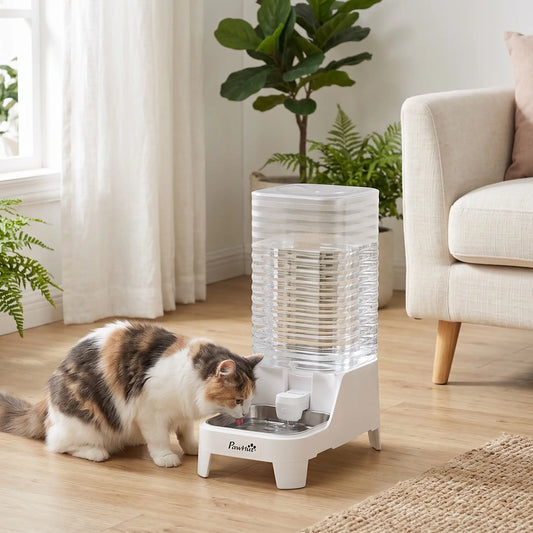 8L Gravity Dog Water Dispenser, Stainless Steel Bowl, BPA-Free Dog Bowls White at Gallery Canada