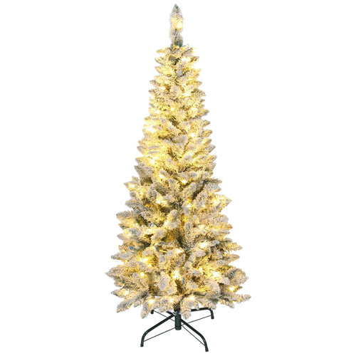 5ft Flocked Christmas Tree, Dual Color LED Light, 11 Modes, Easy Assembly, Color