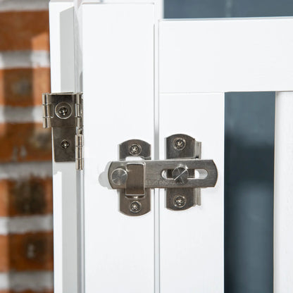23.5"H Foldable Dog Gate with Door, 4 Panels, White Houses, Kennels & Pens at Gallery Canada
