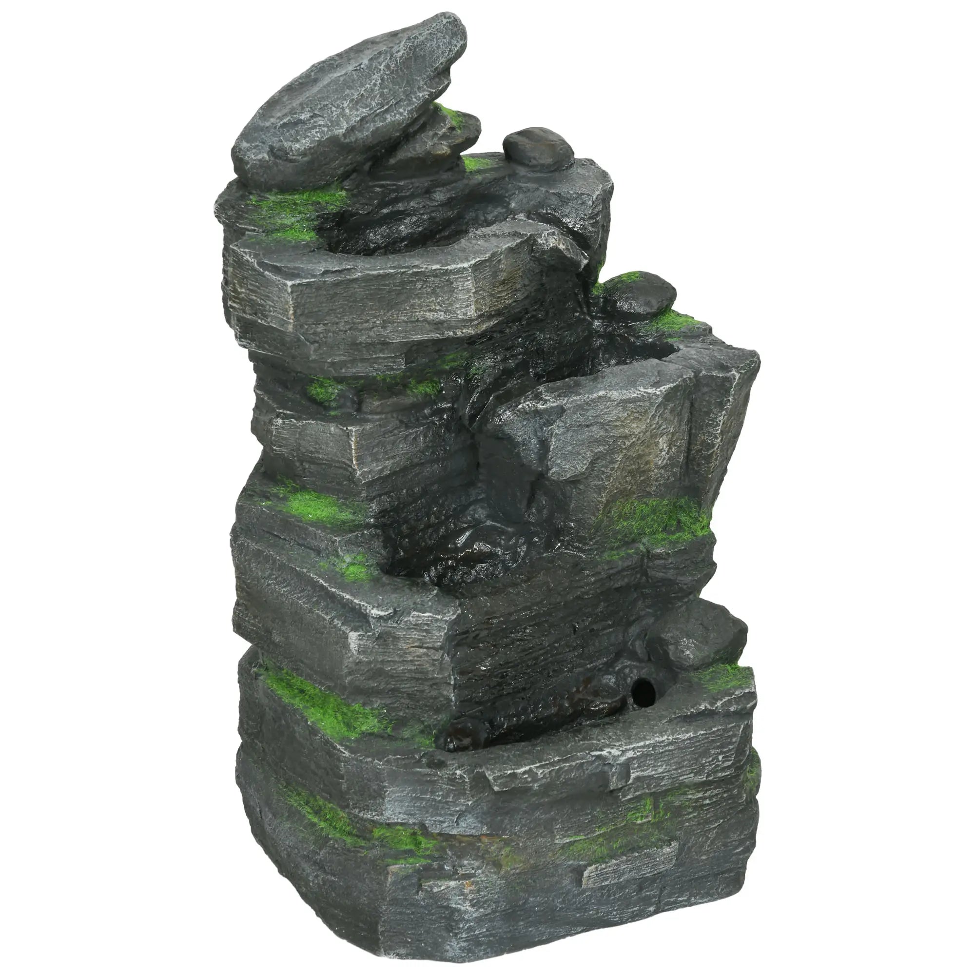 4 Tier Cascading Water Fountain with LED Lights, Pump, Outdoor Water Fountains at Gallery Canada
