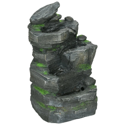 4 Tier Cascading Water Fountain with LED Lights, Pump, Outdoor Water Fountains at Gallery Canada