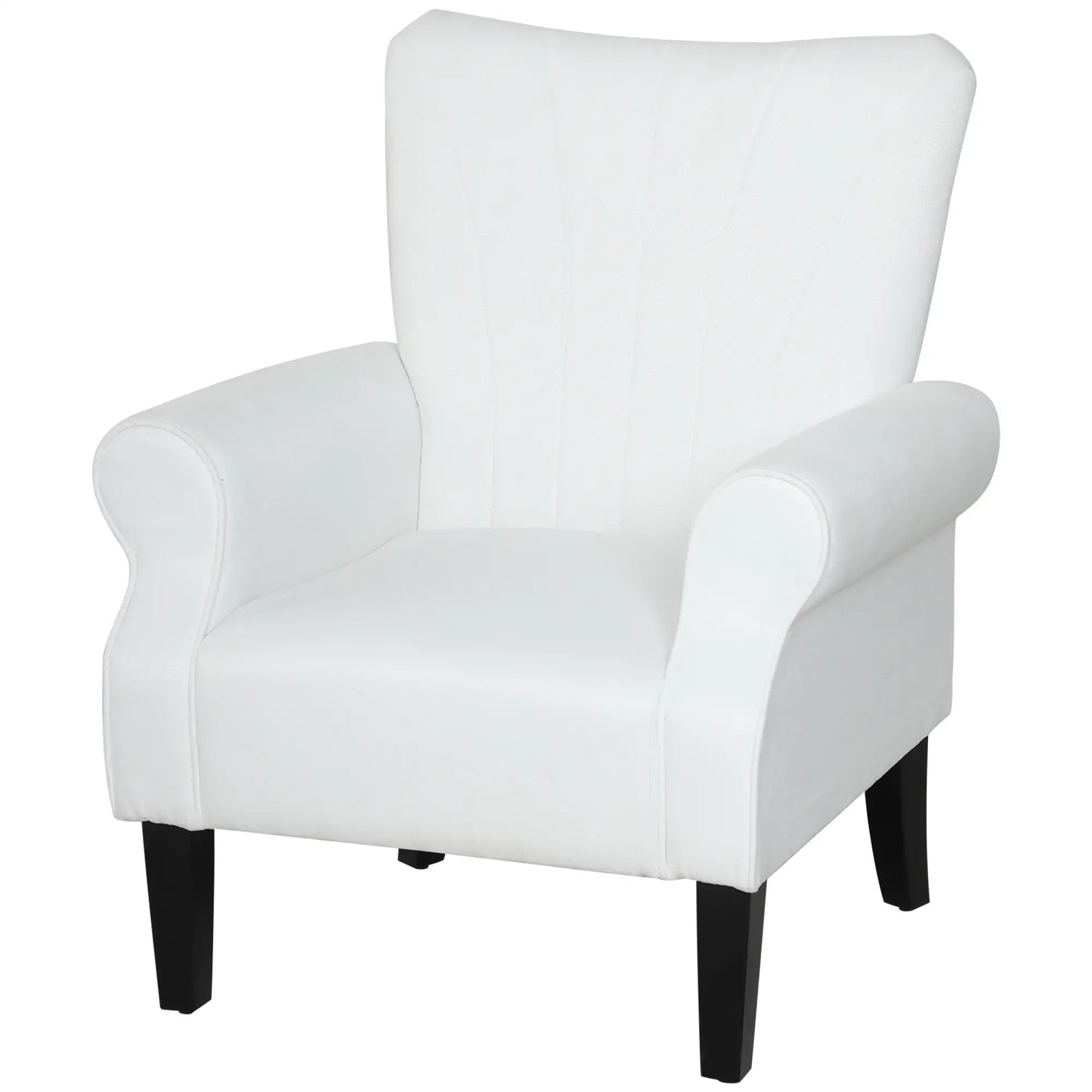 Modern Fabric Armchair, Wood Legs, 32in, Cream White Accent Chairs Cream at Gallery Canada
