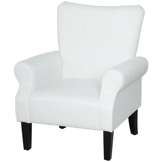 Modern Fabric Armchair, Wood Legs, 32in, Cream White Accent Chairs Cream at Gallery Canada