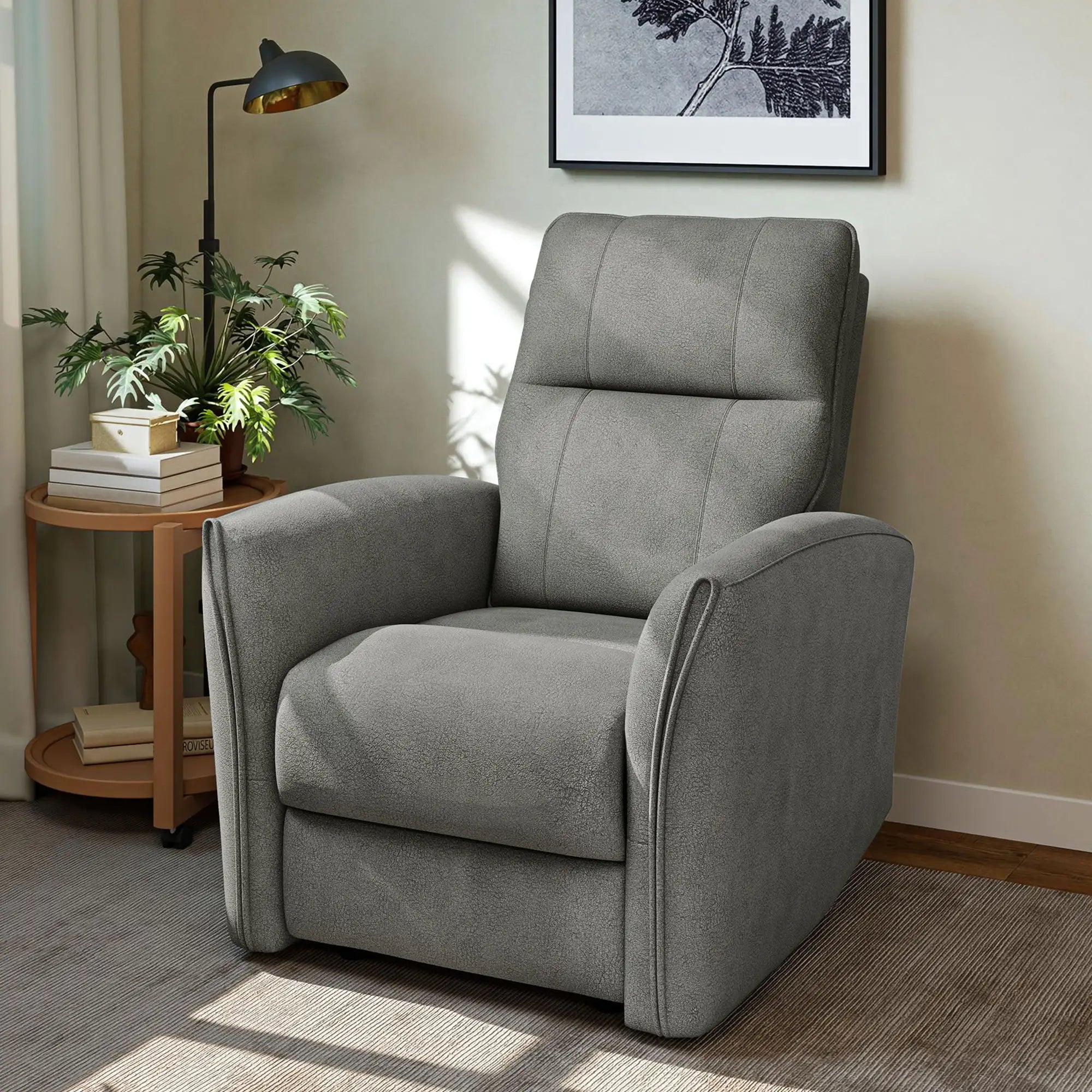Fabric Recliner Chair, USB Ports, Footrest, Grey Sofas & Reclining Chairs at Gallery Canada