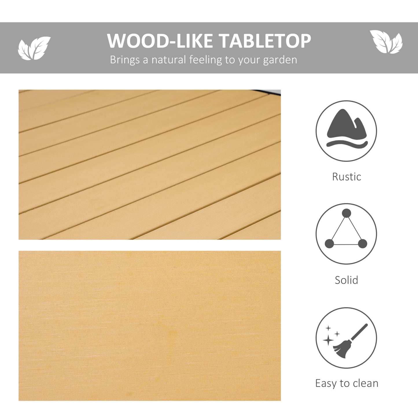 75" x 35" Outdoor Dining Table, Rectangular Aluminum Frame, All-Weather Faux Wood Top, Natural Patio Dinning Tables at Gallery Canada