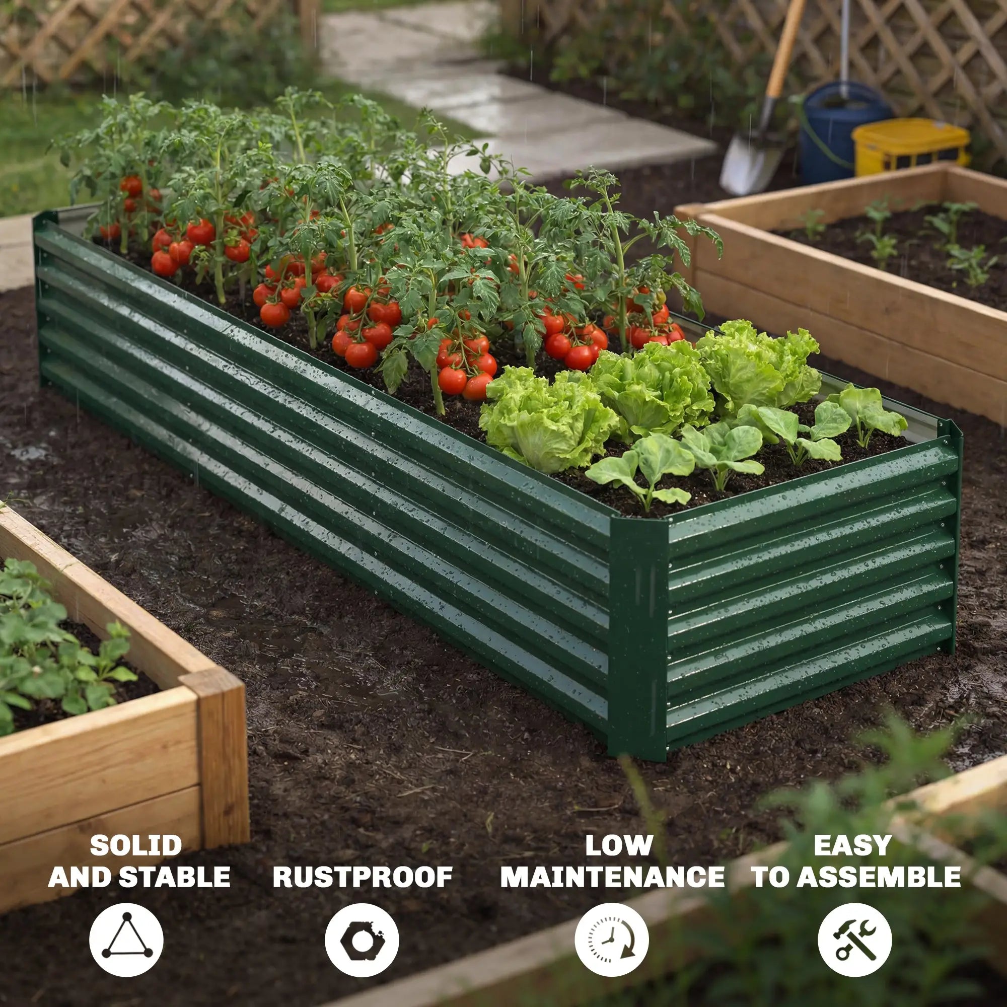 8 x 2.6 x 1.5ft Galvanized Raised Garden Bed, Outdoor Planter Box, Green Galvanized Planter Boxes at Gallery Canada