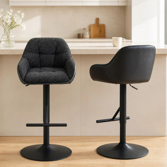 Swivel Counter Height Bar Stools Set of 2, Adjustable Height, Black Bar Stools Grey, Black at Gallery Canada