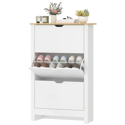 Shoe Storage Cabinet, 3 Flip Drawers, Adjustable Shelves, 9-18 Pairs, White Shoe Storage Cabinets & Racks White at Gallery Canada