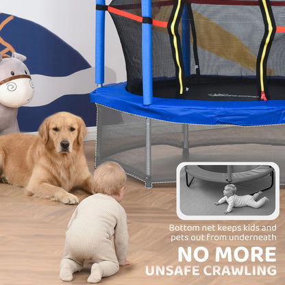 55" Kids Trampoline with Enclosure Net, Indoor/Outdoor, Age 3-6, Blue Trampolines at Gallery Canada