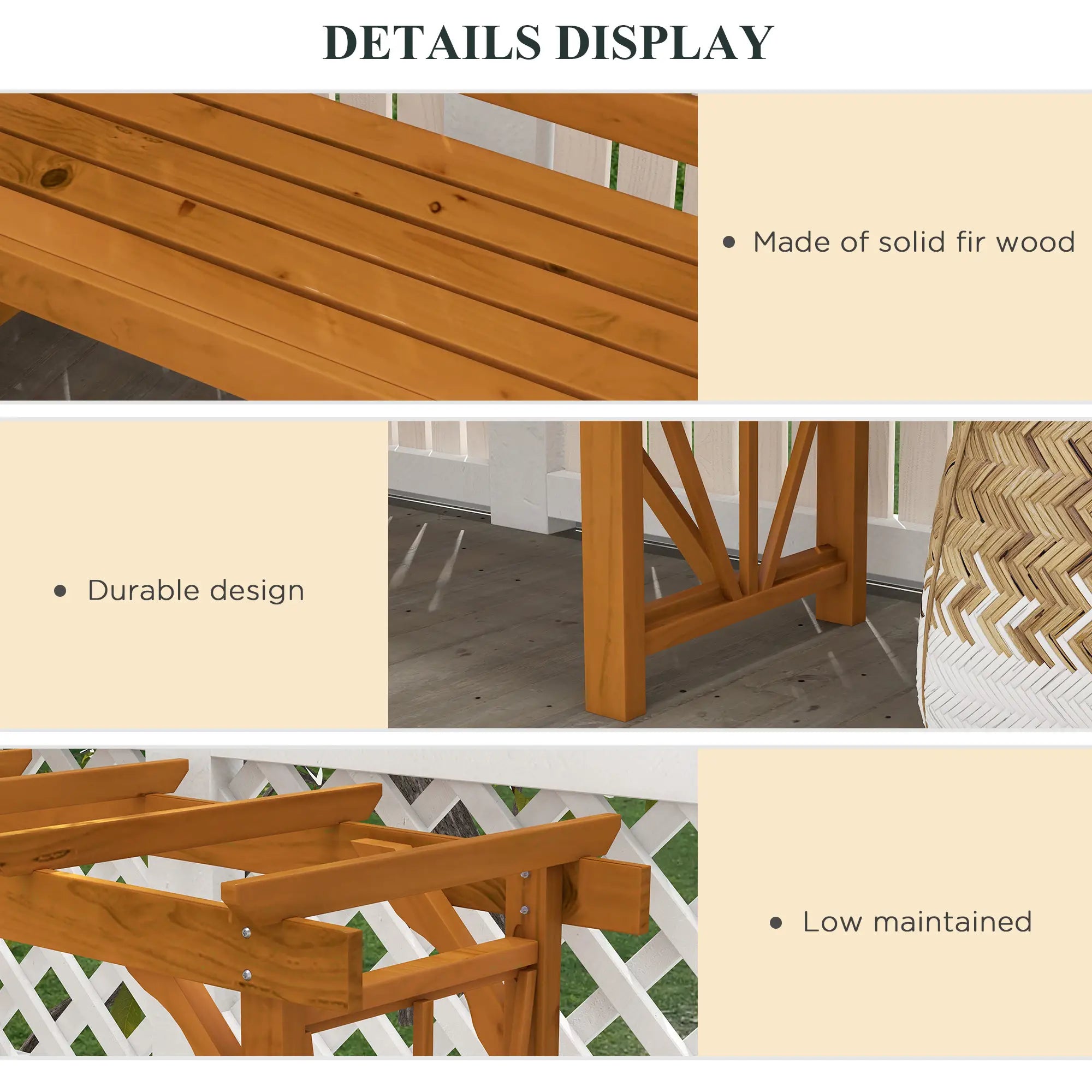 Wooden Patio Bench, Outdoor Bench for Plants, Brown Outdoor Benches at Gallery Canada