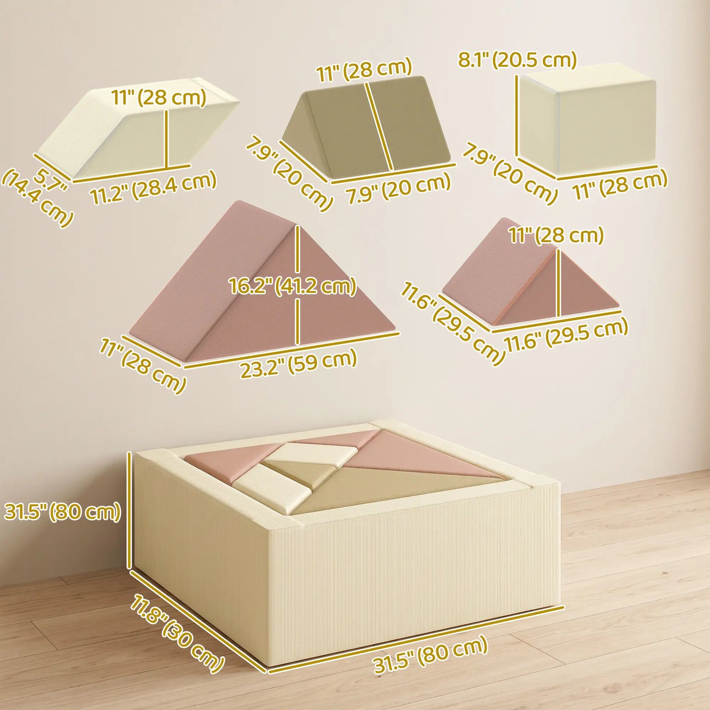 Blocs de mousse pour tout-petits en 9 pièces avec jeu de tangram, lavables