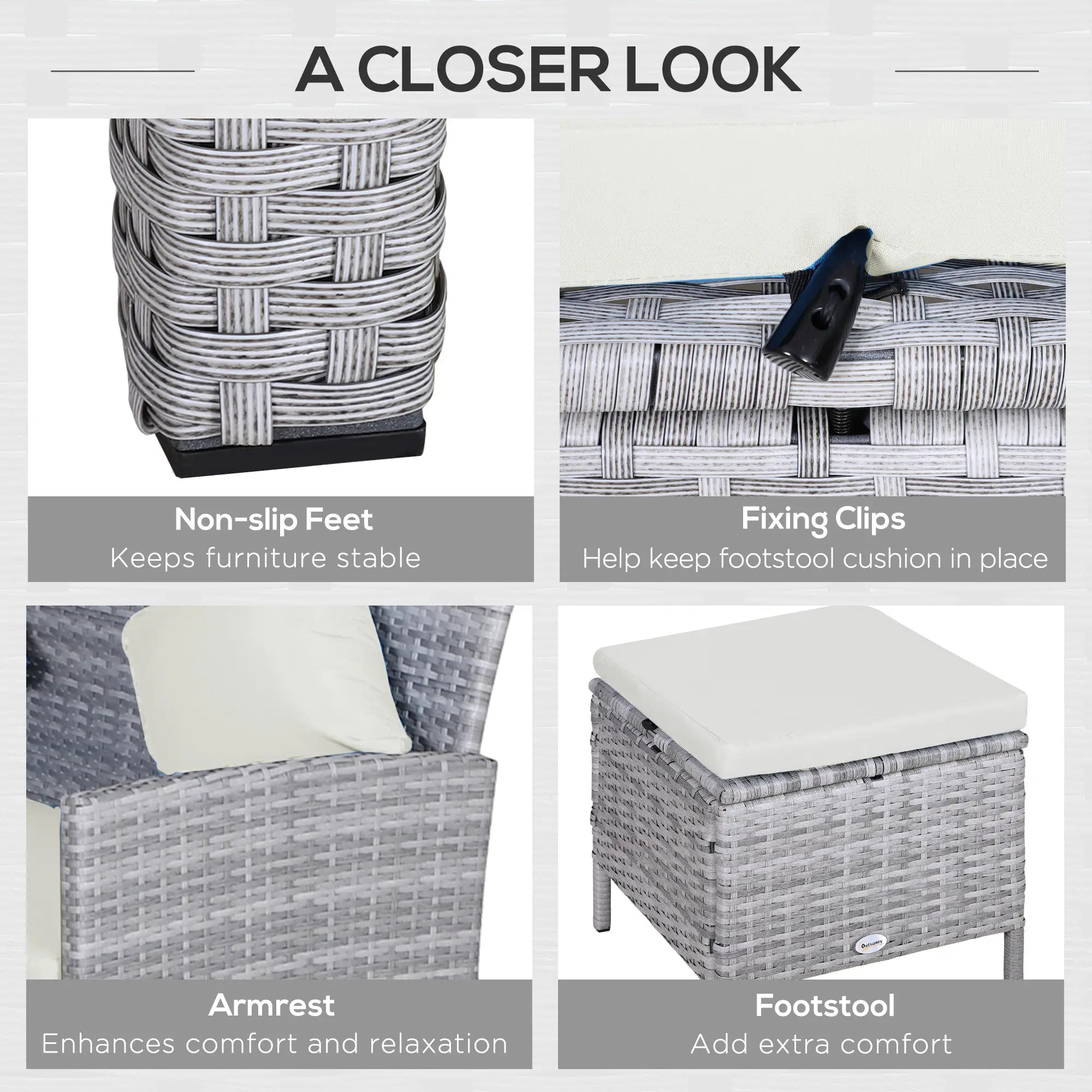 5-Piece Wicker Patio Set, Table, Ottomans, Cream White Patio Furniture Sets at Gallery Canada