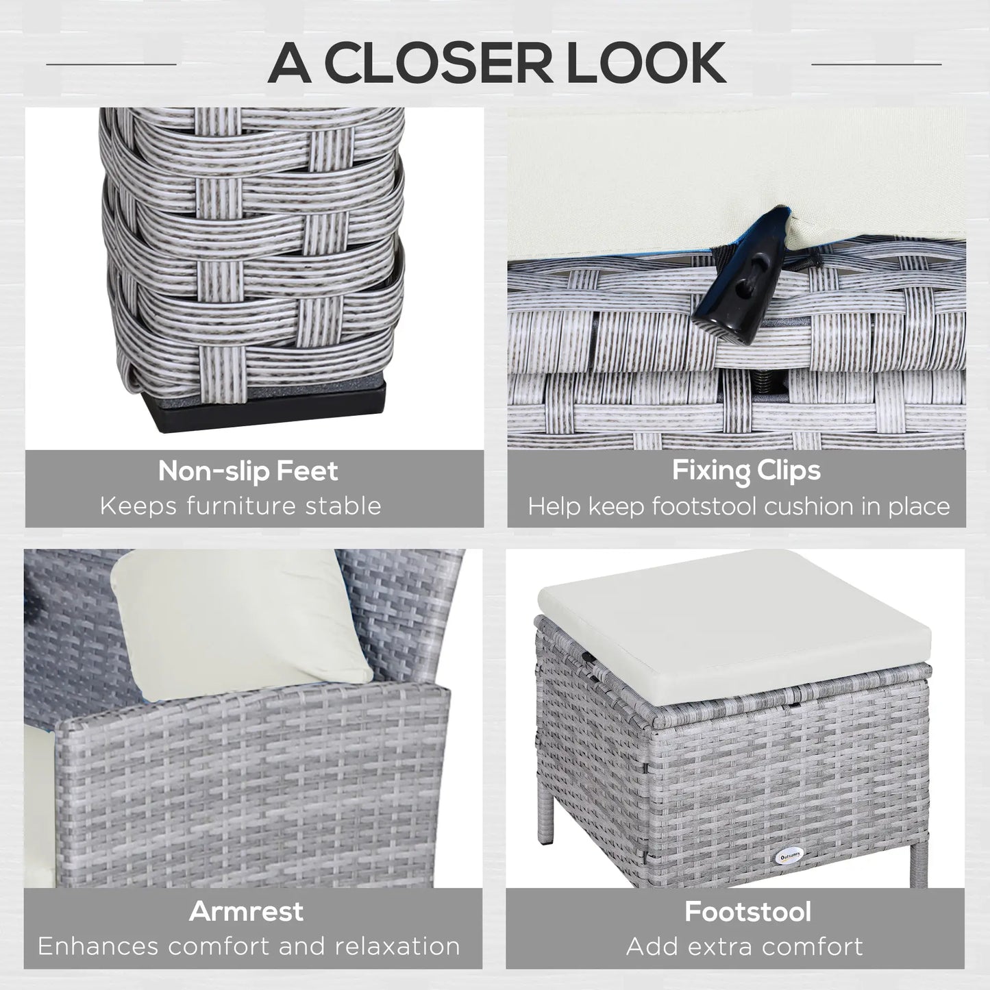 5-Piece Wicker Patio Set, Table, Ottomans, Cream White Patio Furniture Sets at Gallery Canada