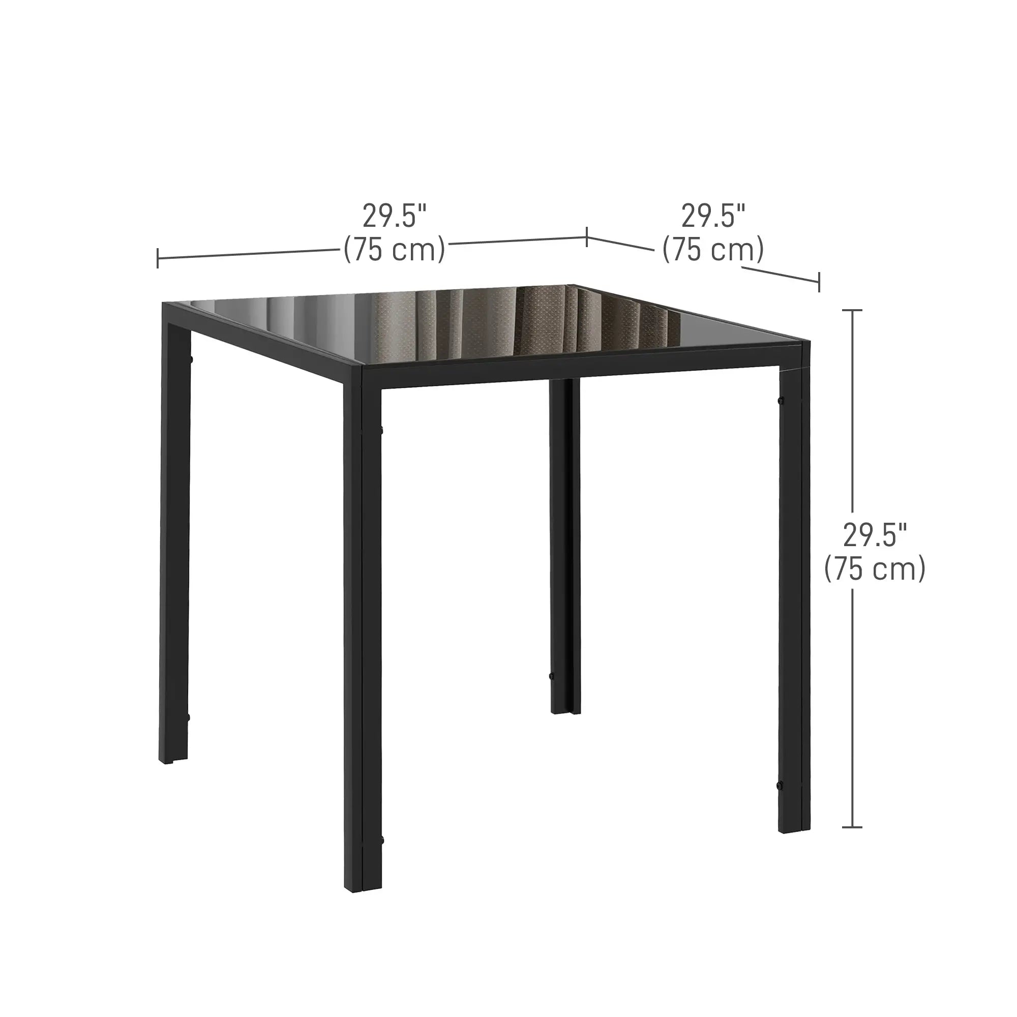Square Kitchen Table, Glass Top, Steel Legs, 2-4 People, Black Dining Tables at Gallery Canada