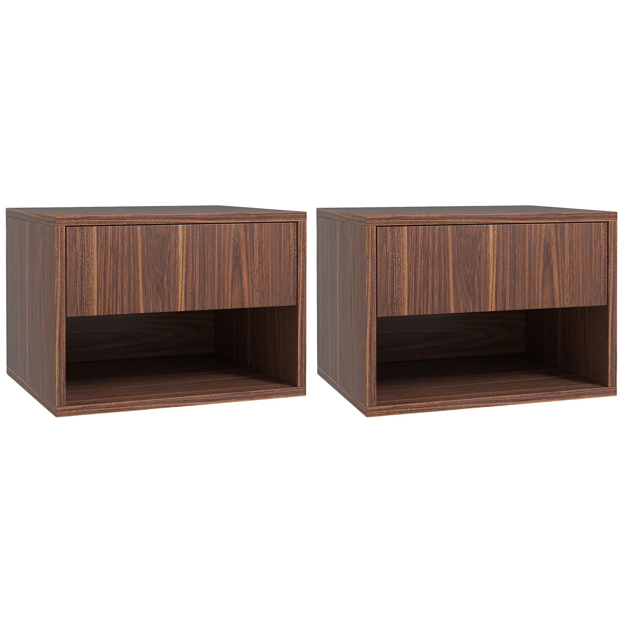 Floating Nightstand Set of 2, Wall Mounted, Brown Bedside Tables at Gallery Canada
