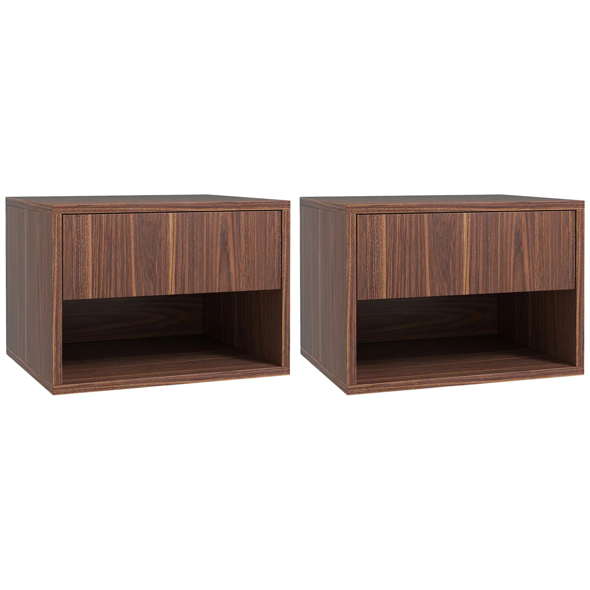 Floating Nightstand Set of 2, Wall Mounted, Brown Bedside Tables at Gallery Canada