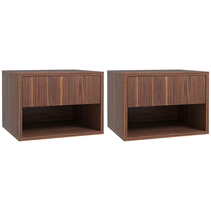 Floating Nightstand Set of 2, Wall Mounted, Brown Bedside Tables at Gallery Canada