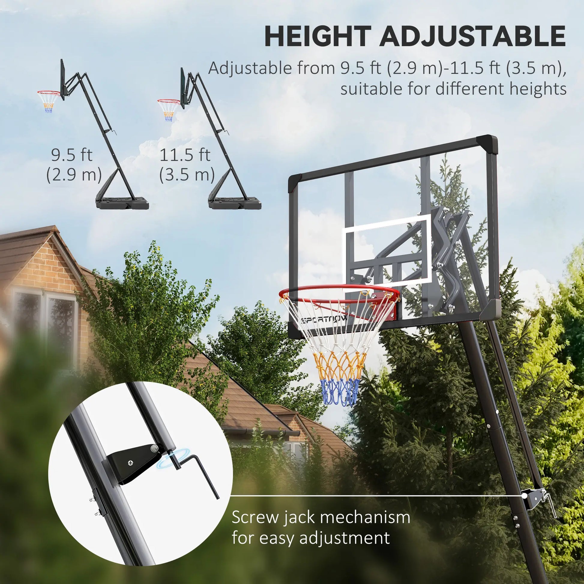 Portable Basketball Hoop and Stand with Backboard, 115.4"-137.8" Height Adjustable Basketball at Gallery Canada
