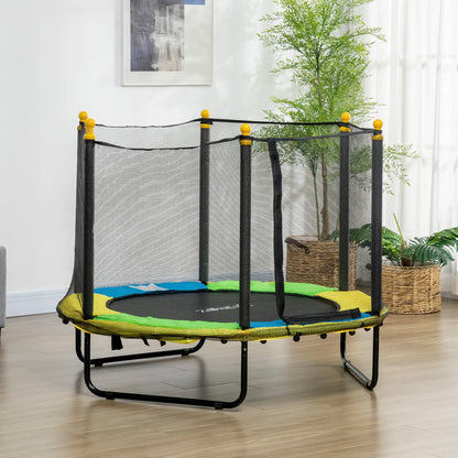 4.6FT Kids Trampoline with Enclosure Net, Indoor Outdoor, Black Trampolines at Gallery Canada