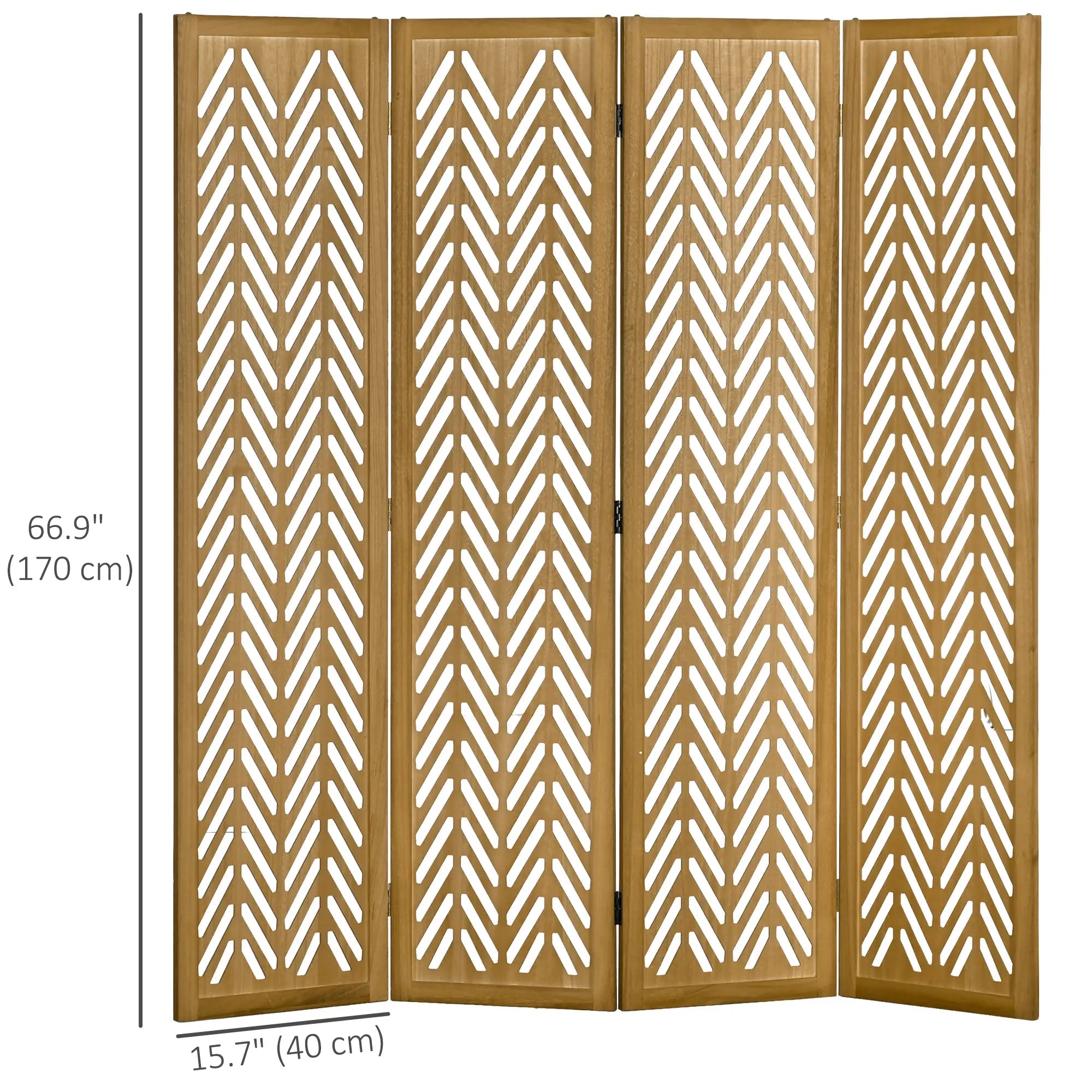 4 Panel Room Divider, 5.6ft Tall, Wood Folding Privacy Screen, Light Brown Room Dividers at Gallery Canada