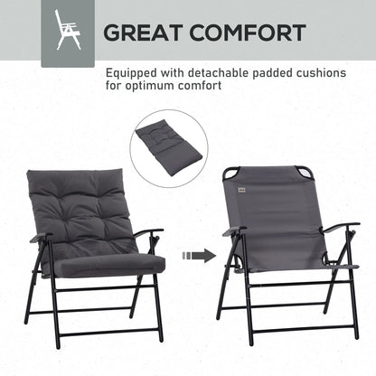Outdoor Folding Chairs, Adjustable Backrest, Padded, Set of 2, Grey Patio Chairs at Gallery Canada