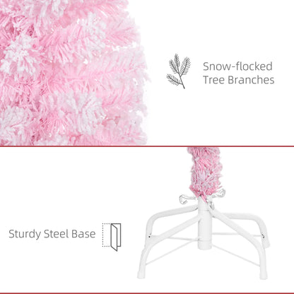 4 ft Flocked Pencil Christmas Tree, Realistic Branches, Auto Open, Steel Base, Pink Pencil Christmas Trees at Gallery Canada