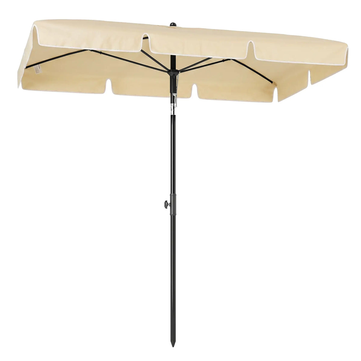 6.5x4ft Rectangle Patio Umbrella, Aluminum, Tilt Adjustable, Beige Sun Umbrellas Beige and Black at Gallery Canada