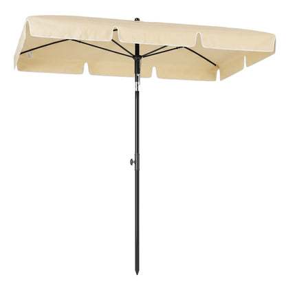 6.5x4ft Rectangle Patio Umbrella, Aluminum, Tilt Adjustable, Beige Sun Umbrellas Beige and Black at Gallery Canada