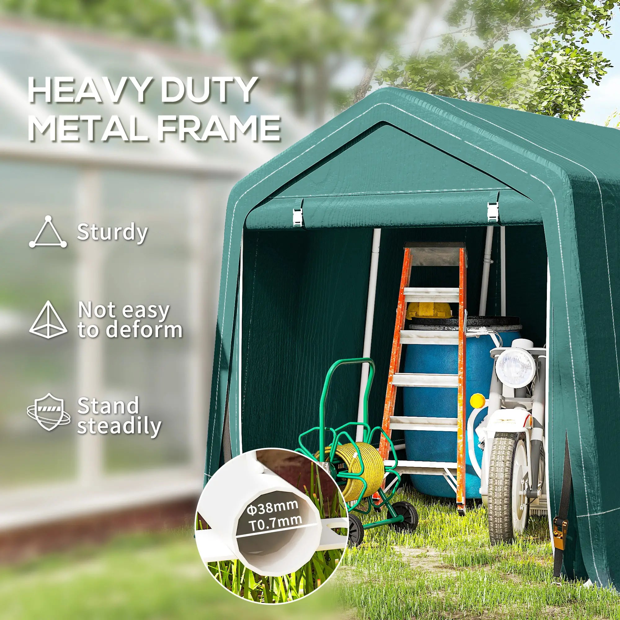 7.9' x 6.6' Garden Storage Tent, Metal Frame, Double Zipper Doors, Green Car Shelters at Gallery Canada