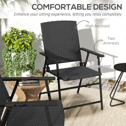 Outdoor Wicker Dining Chairs Set of 2, Steel Frame, Black Patio Chairs at Gallery Canada