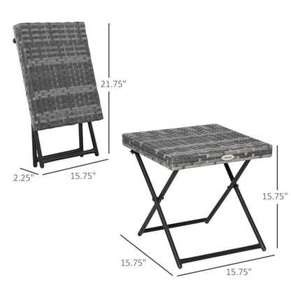 Rattan Coffee Table, Folding Outdoor Side Table, 15.75"x15.75"x15.75", Grey Coffee Tables at Gallery Canada