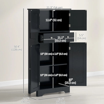 50.5" Kitchen Cabinet, 4 Doors, Drawer, Adjustable Shelf, Black Kitchen Pantry Cabinets at Gallery Canada