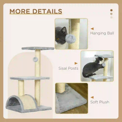 28" Cat Tree, Scratching Post, Pad, Toy Ball, Light Grey Cat Posts at Gallery Canada