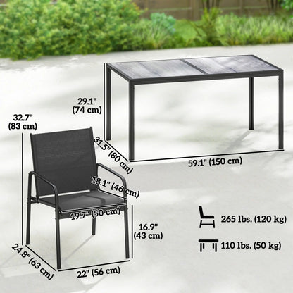 Outdoor Dining Set For 6, Faux Wood Patio Table And Chairs, Black Outdoor Dining Sets at Gallery Canada