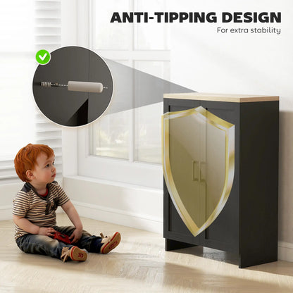 Modern Storage Cabinet, Adjustable Shelf, 23.6" x 11.8" x 35.4", Black Storage Cabinets at Gallery Canada