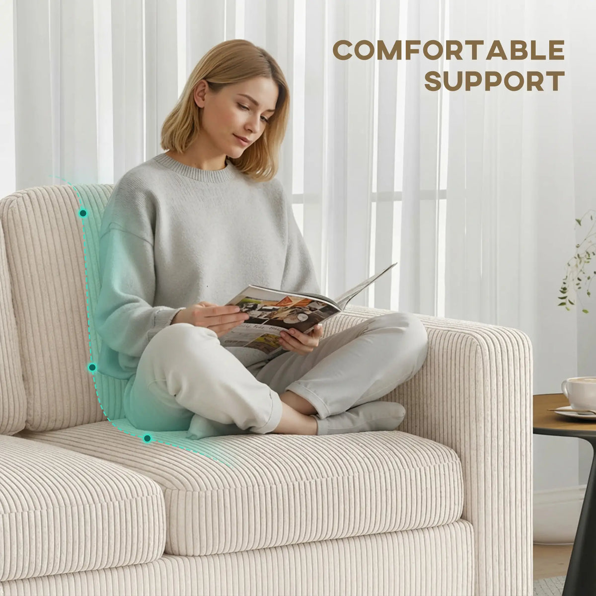 L Shaped Sectional Sofa, With Chaise Or Ottoman, Cream White 3-Seater Sofas at Gallery Canada