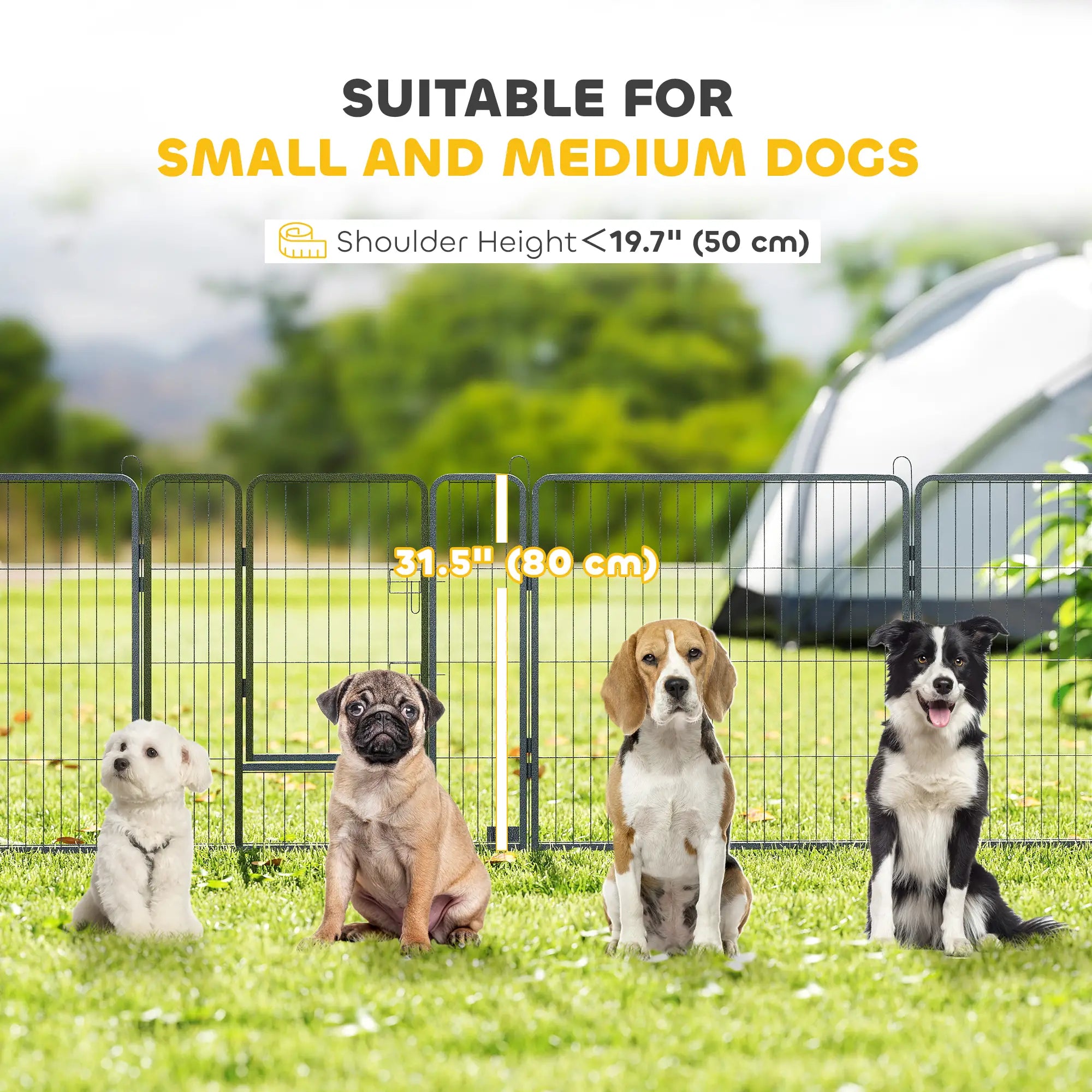 Heavy Duty Pet Playpen, 16 Panels Steel Dog Fence, 31.5