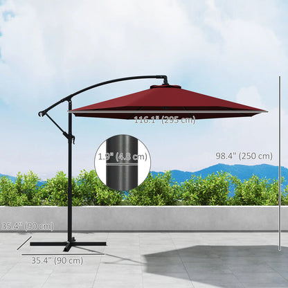 9.7ft Offset Patio Umbrella, Hanging Parasol, Crank, Wine Red Offset Cantilever Umbrellas at Gallery Canada