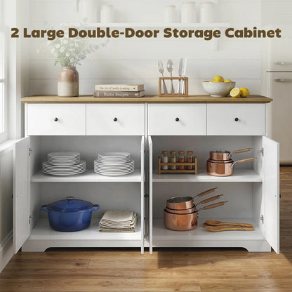 Sideboard Buffet Cabinet, 55" Farmhouse Kitchen Cabinet with Soft-Close Doors, 2 Drawers and 2 Adjustable Shelves Bar Cabinets at Gallery Canada