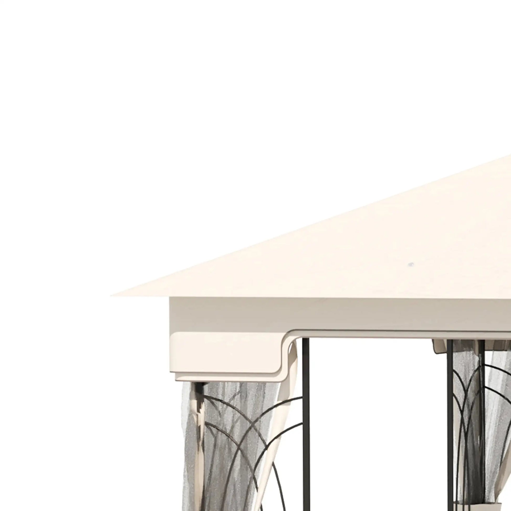 10'x10' Soft-Top Gazebo, Double Tier Roof, Mesh Curtains, Cream Gazebos at Gallery Canada