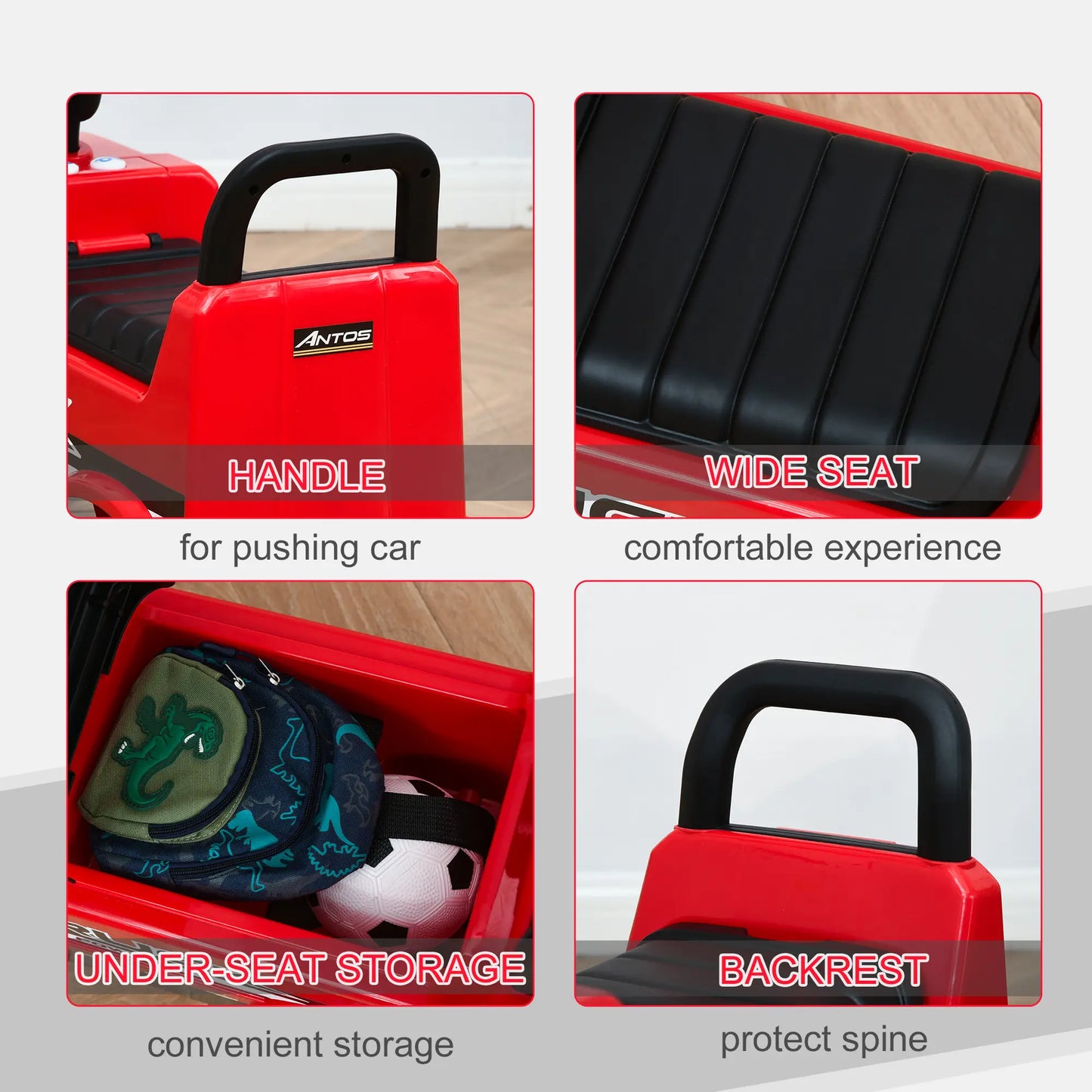 Kids Ride On Car, Foot to Floor Slider, Steering Wheel, Horn, Headlight, Red Push Cars for Toddlers at Gallery Canada