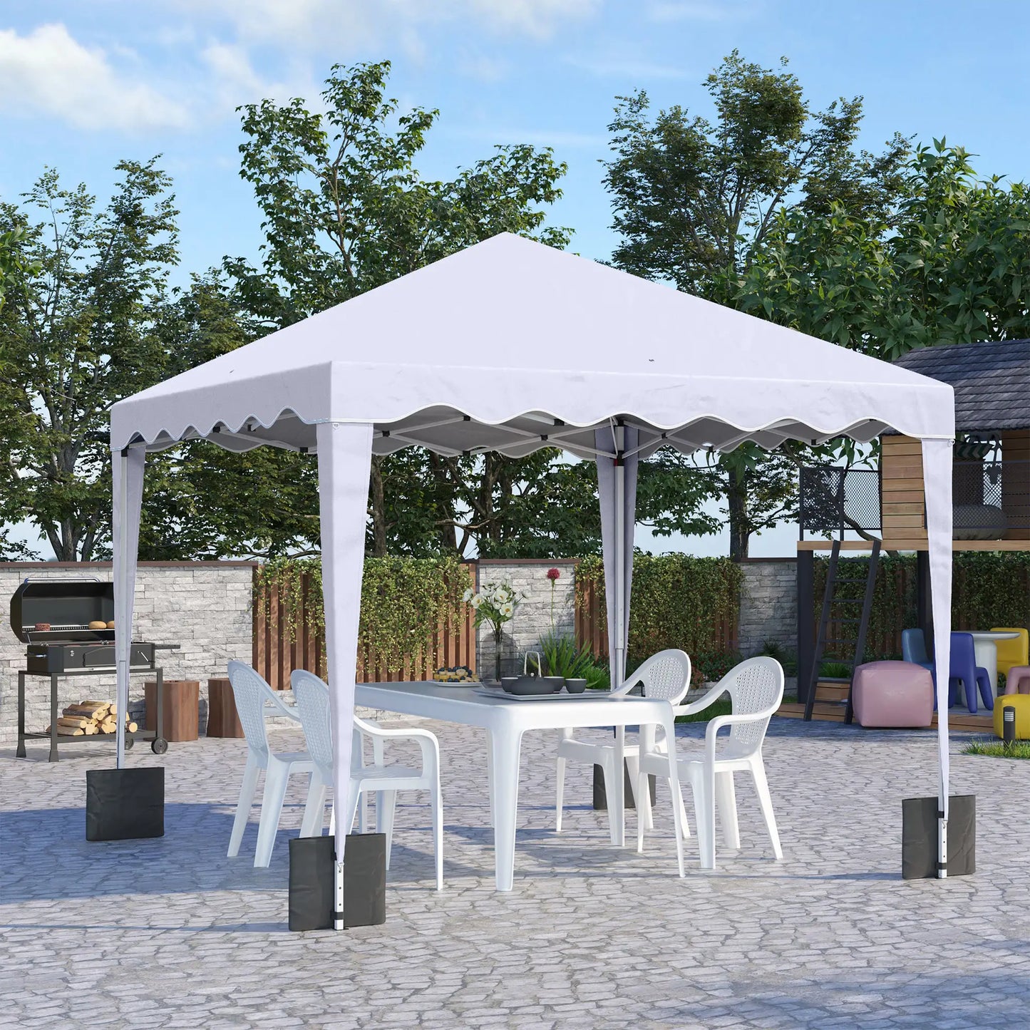 10' x 10' Pop Up Canopy Tent, Adjustable Height, Carry Bag, White Pop Up Canopies at Gallery Canada