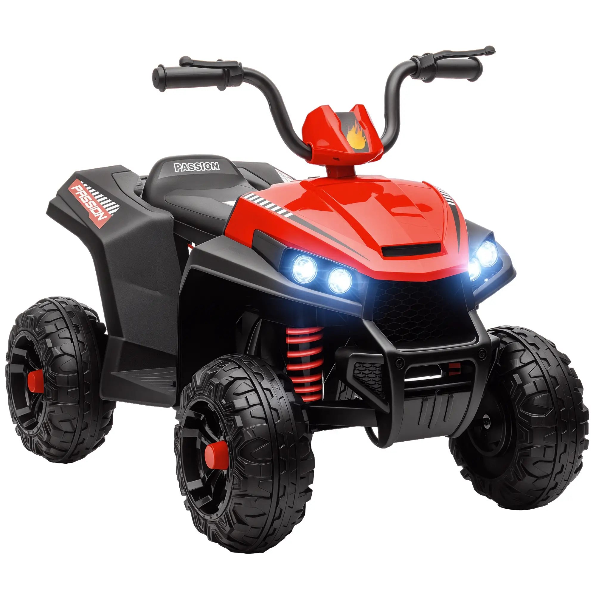 12V Kids ATV, Four Wheels, Spring Suspension, Forward Backward, LED Light, MP3, Red Electric Ride On Toys at Gallery Canada