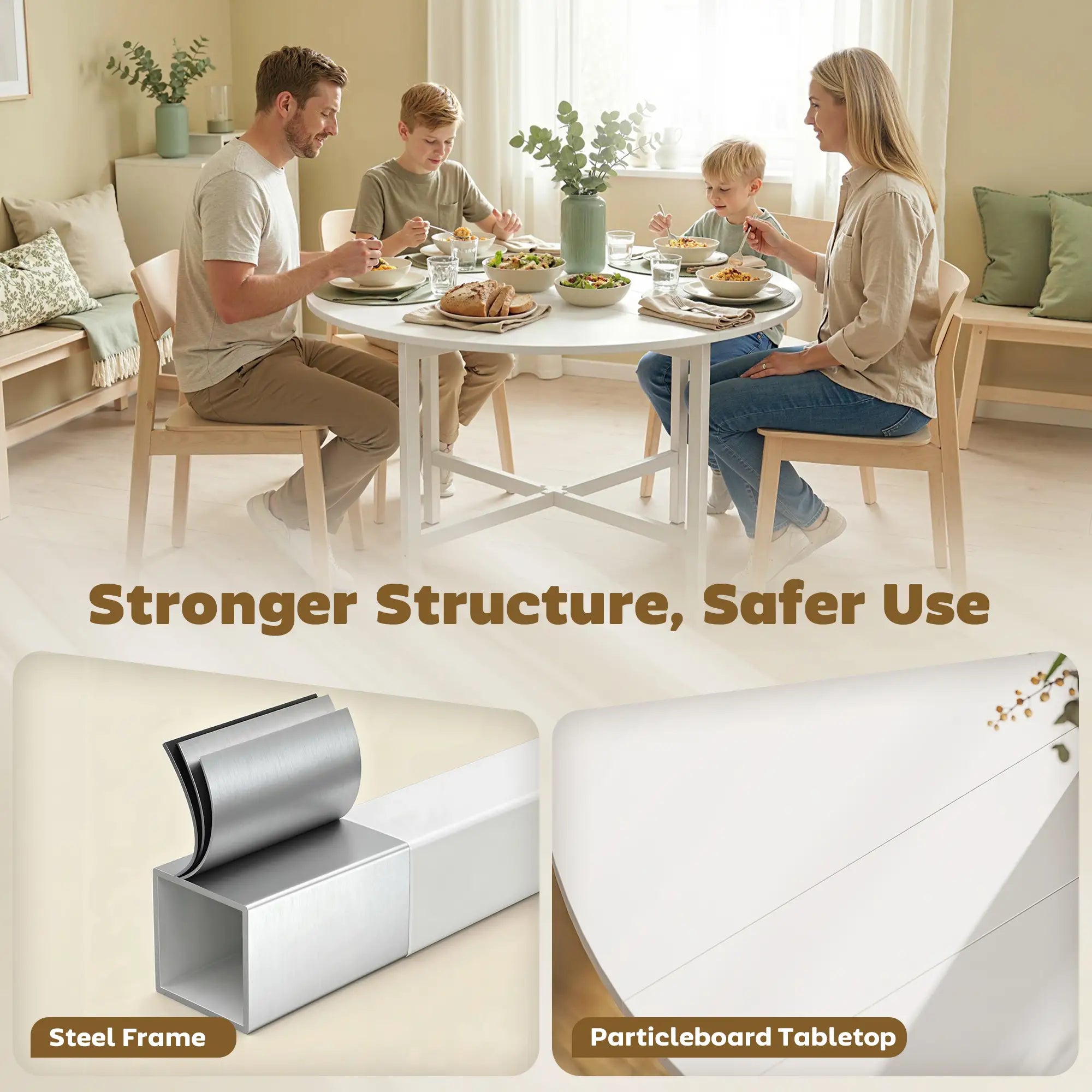 Folding Drop Leaf Dining Table, 80 cm, White Dining Tables at Gallery Canada