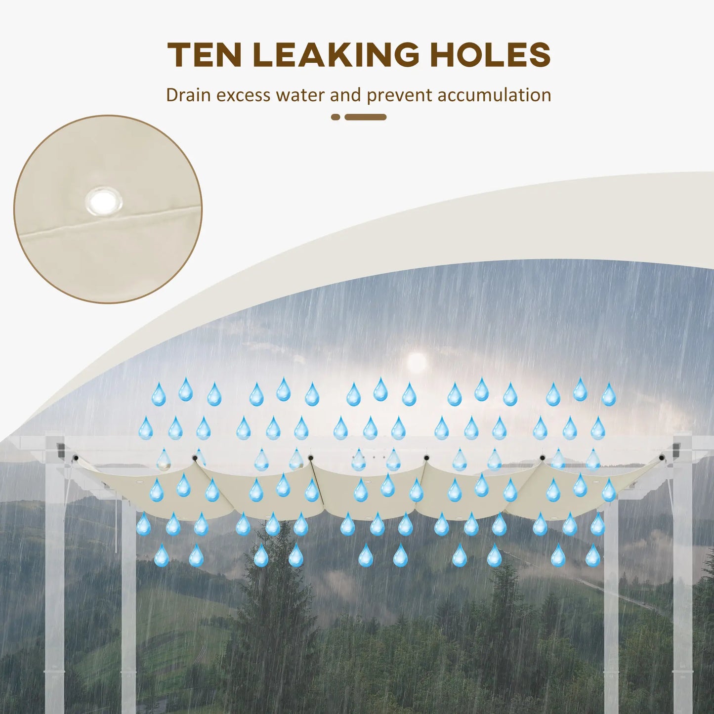 Retractable Pergola Canopy, 10' x 10', Cream White Gazebo Canopy Replacement at Gallery Canada