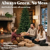 Sapin de Noël artificiel de 7 pieds, complet à charnières, vert