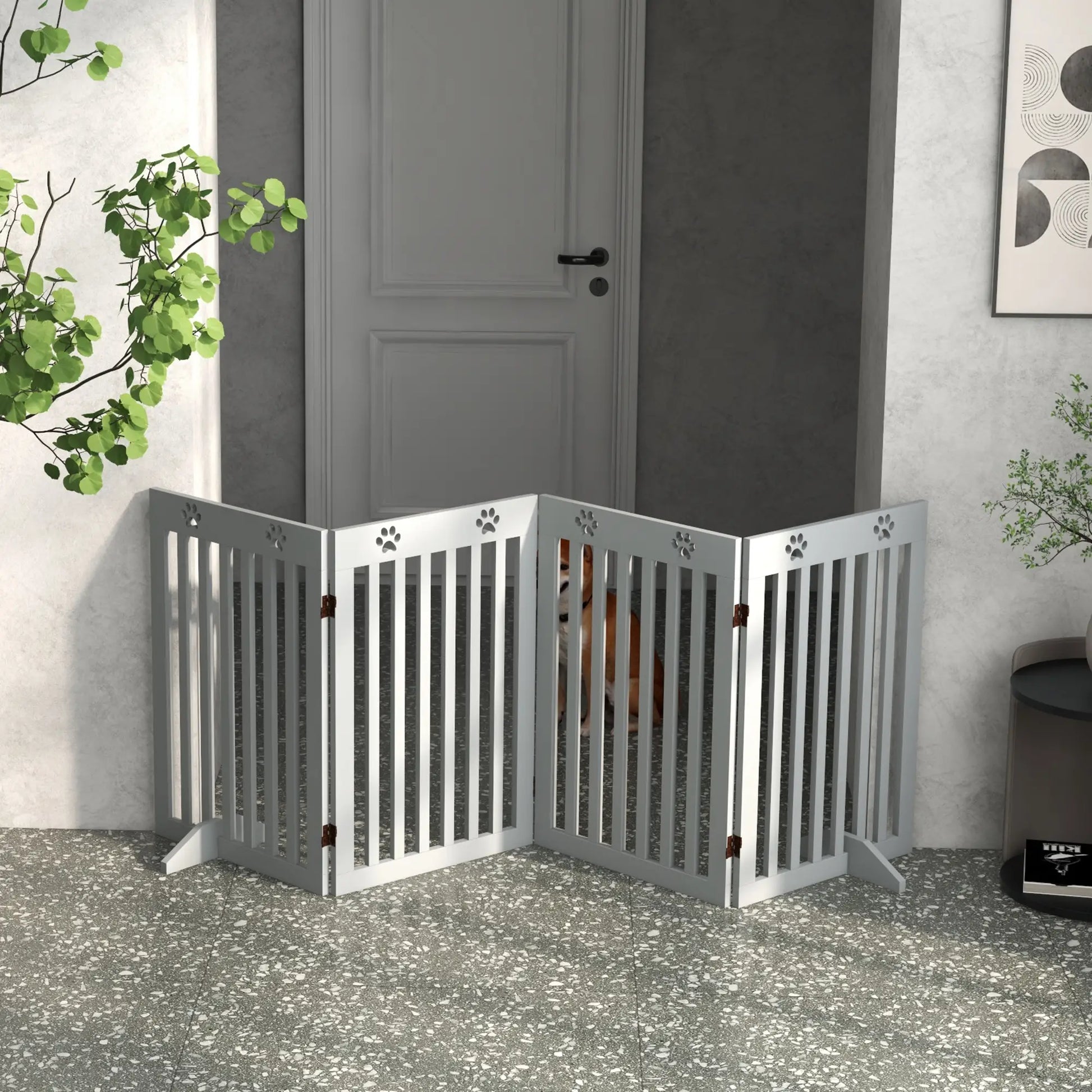 80" Extra Wide Pet Gate, Freestanding with Support Feet, Light Grey Houses, Kennels & Pens at Gallery Canada