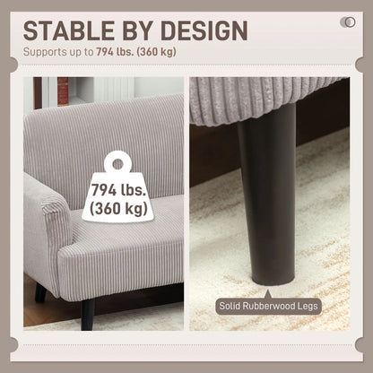 Modern 3 Seater Sofa, Corduroy Loveseat, Rubberwood Legs, Beige 3-Seater Sofas at Gallery Canada