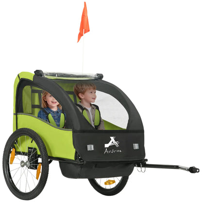 2 Seat Bike Trailer, Kids Stroller, 20" Wheels, Green Kids Bike Trailers at Gallery Canada
